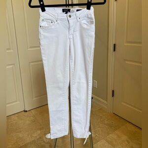 White Jeans size 2 petite Earl Jeans Skinny Ankle with Tie detail